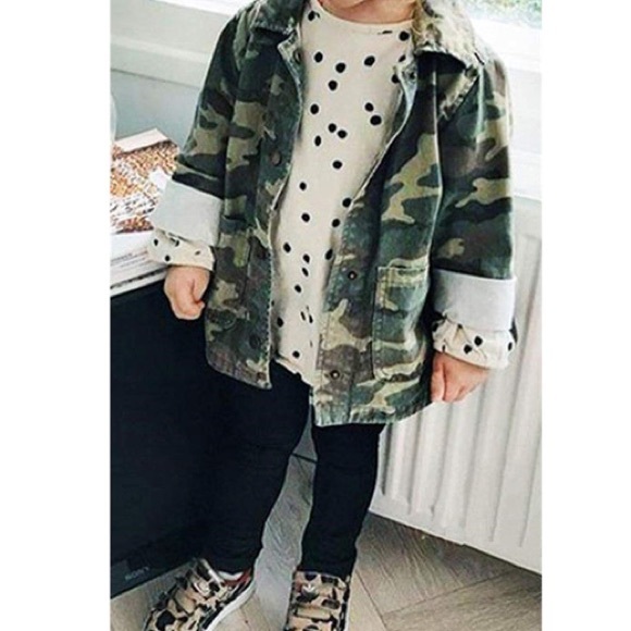 Camo print ‘happy smile crew’ button down coat - Picture 2 of 4